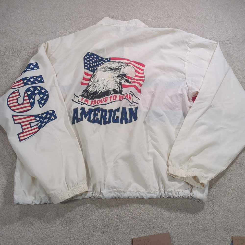 Vintage 90s Sobe Surf Proud To Be An American Bomber Windbreaker Jacket Mens‎